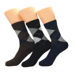 Multicolor Mens Dress Socks - Premium Cotton formal socks with Soft Elastic - 3 Pack Bundle