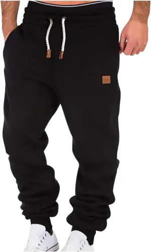 NEW Baggy Cargo Pants for Men Regular Fit Elastic Expandable-Waist Long Sweat Pants with Drawstring Athletic Joggers, Sz XL, Black