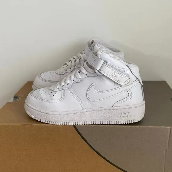 Nike Air Force 1 Mid ‘Triple White’ Kids Sneakers- SZ 12 C