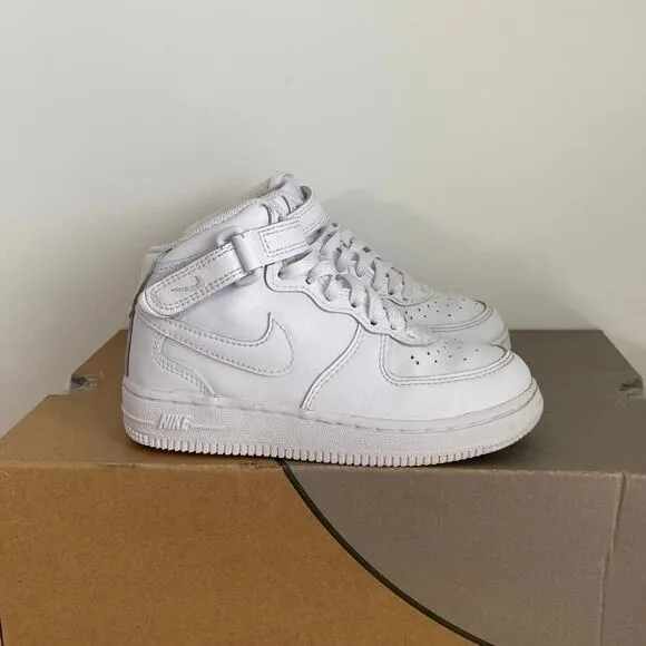 Nike Air Force 1 Mid ‘Triple White’ Kids Sneakers- SZ 12 C