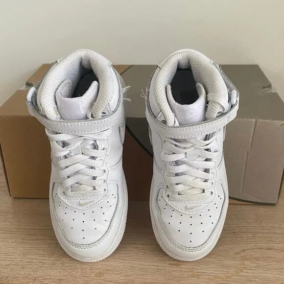 Nike Air Force 1 Mid ‘Triple White’ Kids Sneakers- SZ 12 C