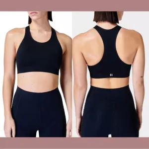 NWT $44 Sweaty Betty [ Medium ] Stamina Racerback Sports Bra‎ in Black