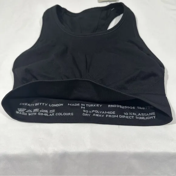 NWT $44 Sweaty Betty [ Medium ] Stamina Racerback Sports Bra‎ in Black