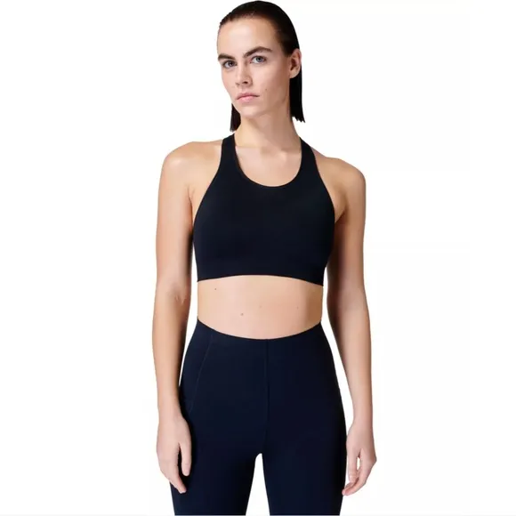 NWT $44 Sweaty Betty [ Medium ] Stamina Racerback Sports Bra‎ in Black