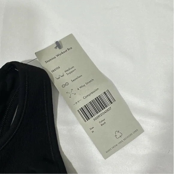 NWT $44 Sweaty Betty [ Medium ] Stamina Racerback Sports Bra‎ in Black