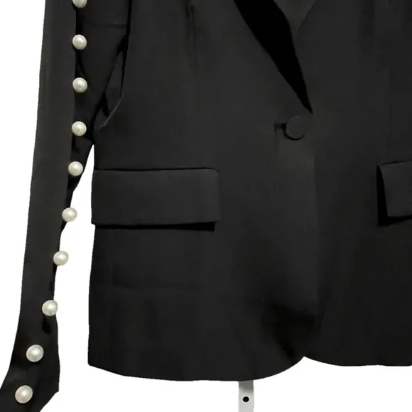 NWT Why Dress Jacket Women Medium Pearls Embellished Edgy Grunge Elegant Studded
