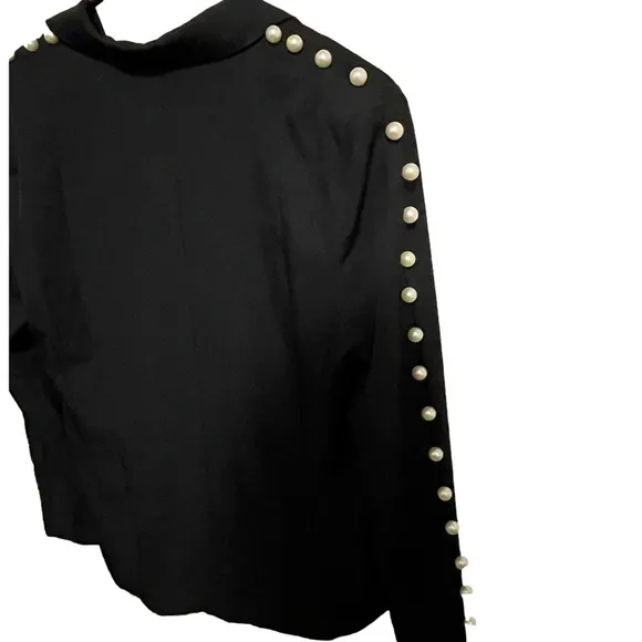 NWT Why Dress Jacket Women Medium Pearls Embellished Edgy Grunge Elegant Studded