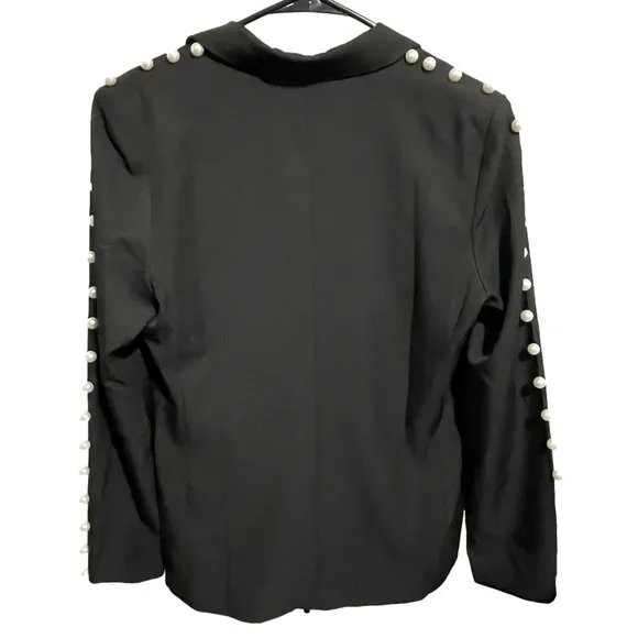 NWT Why Dress Jacket Women Medium Pearls Embellished Edgy Grunge Elegant Studded