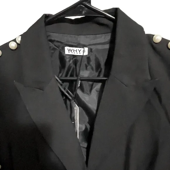 NWT Why Dress Jacket Women Medium Pearls Embellished Edgy Grunge Elegant Studded
