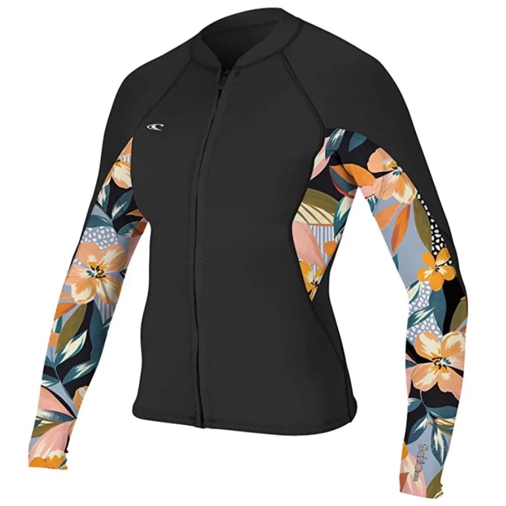 O'NEILL WMS BAHIA 1.5MM JACKET FRONT ZIP BLACK/DEMIFLOR
