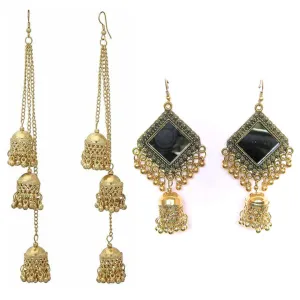 Pack of 2 Square Mirror and Kashmiri Jhumki