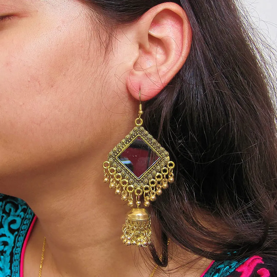 Pack of 2 Square Mirror and Kashmiri Jhumki