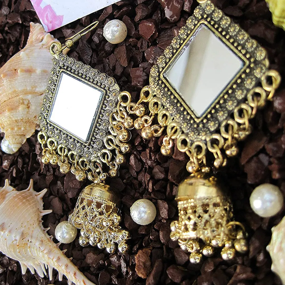 Pack of 2 Square Mirror and Kashmiri Jhumki