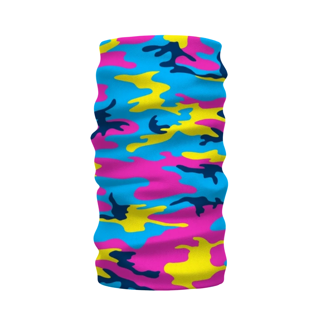 Pink Yellow Blue Camo Neck Warmer Morf Scarf