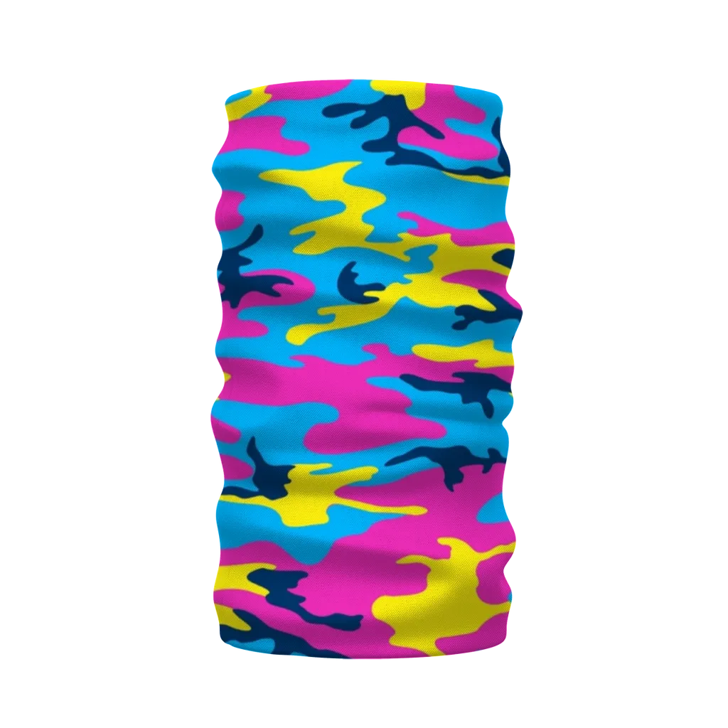 Pink Yellow Blue Camo Neck Warmer Morf Scarf