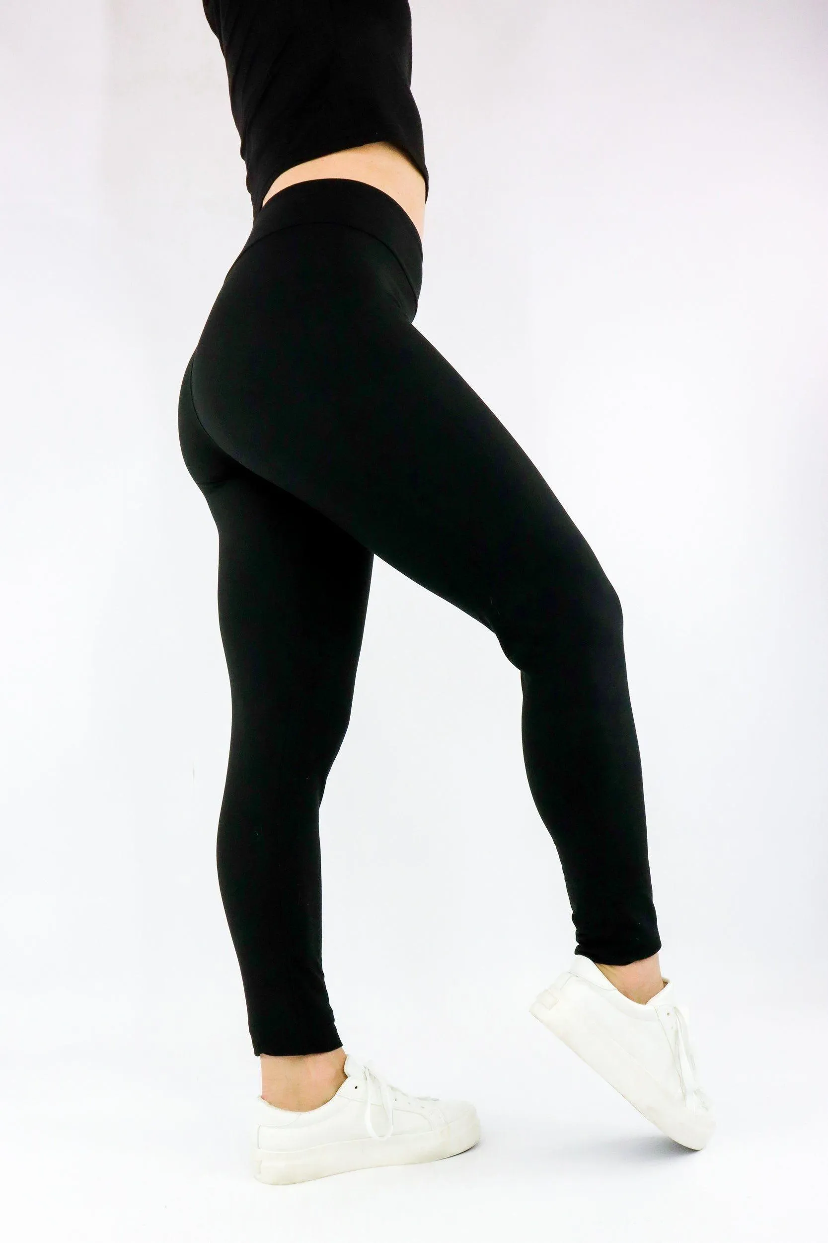 Plain Black - Casual - Full Leggings