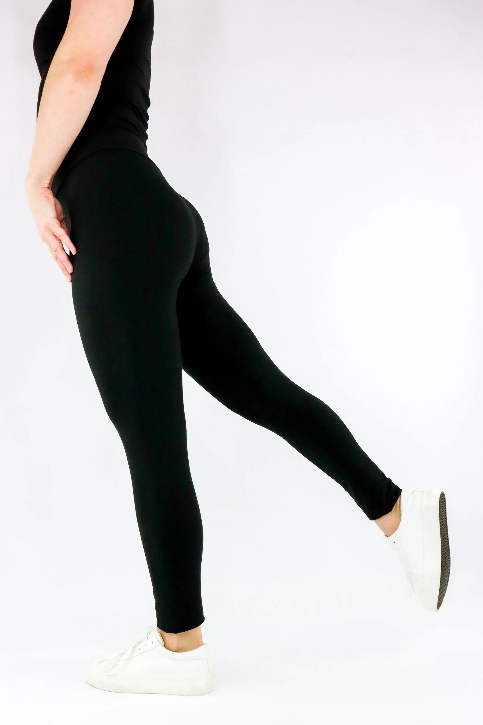 Plain Black - Casual - Full Leggings