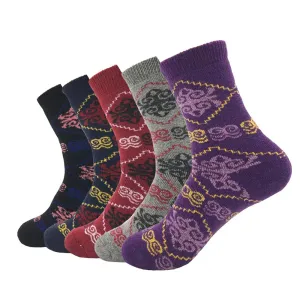 Plain Five Color Mens Colorful Crew Socks - Premium Cotton Fun socks with Soft Elastic - 5 Pack