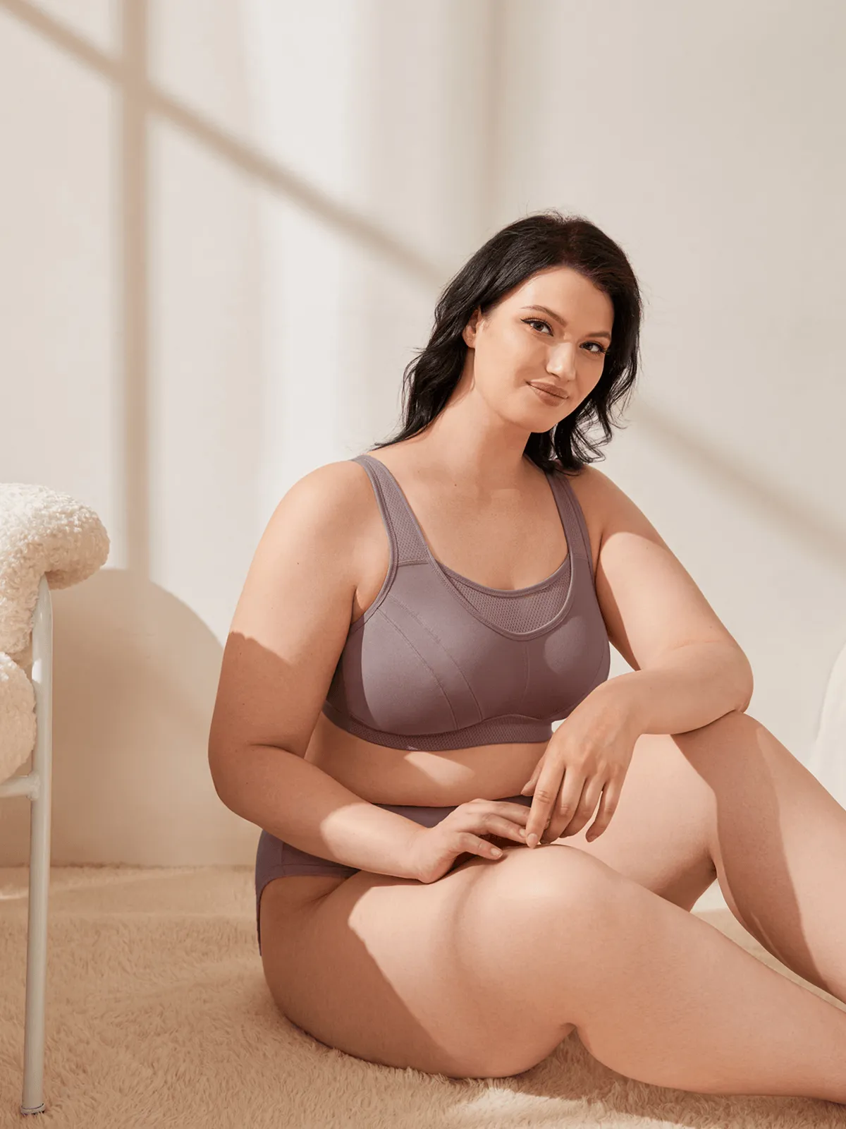 Plus Size Solid Absorb Breathable Sports Bra Amber