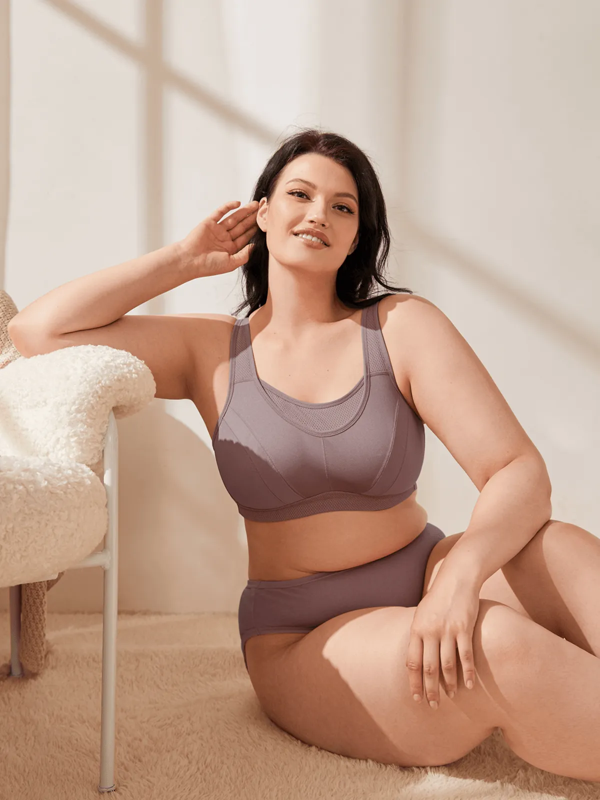 Plus Size Solid Absorb Breathable Sports Bra Amber