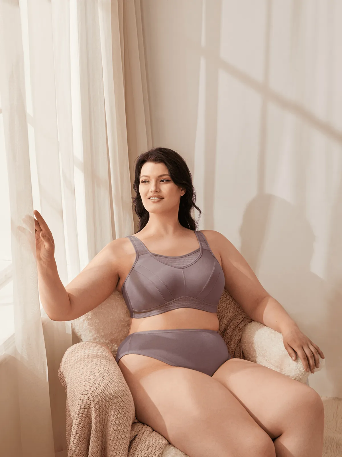 Plus Size Solid Absorb Breathable Sports Bra Amber
