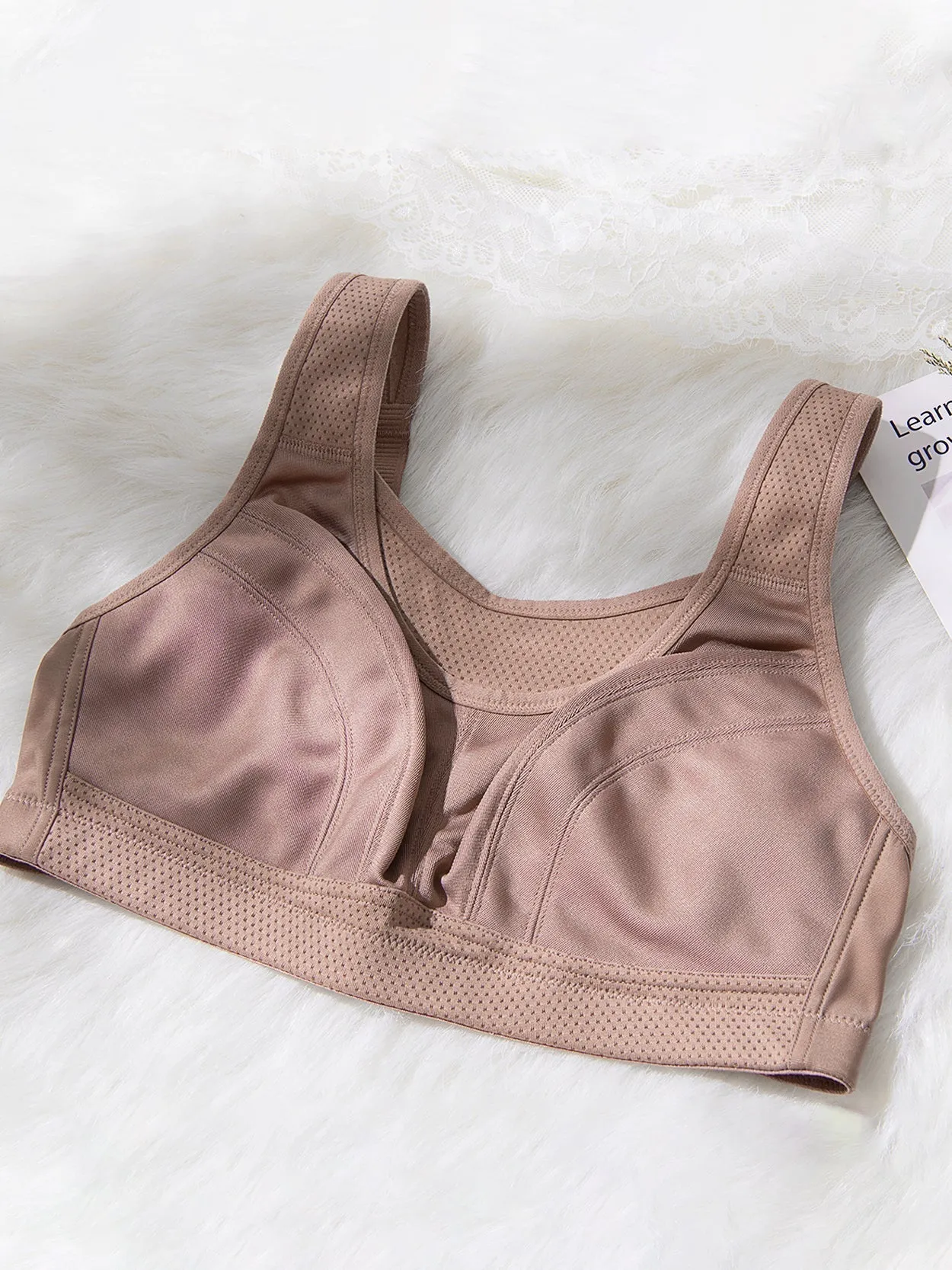 Plus Size Solid Absorb Breathable Sports Bra Amber