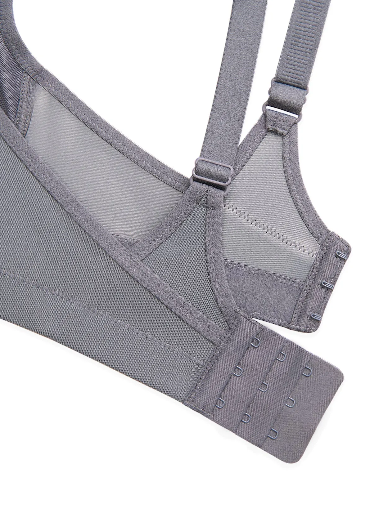 Plus Size Solid wirefree Absorb Breathable Sports Bra Grey
