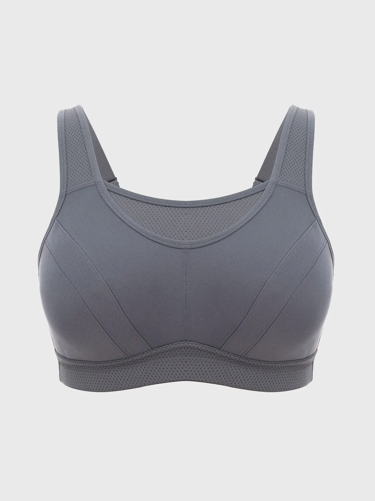 Plus Size Solid wirefree Absorb Breathable Sports Bra Grey