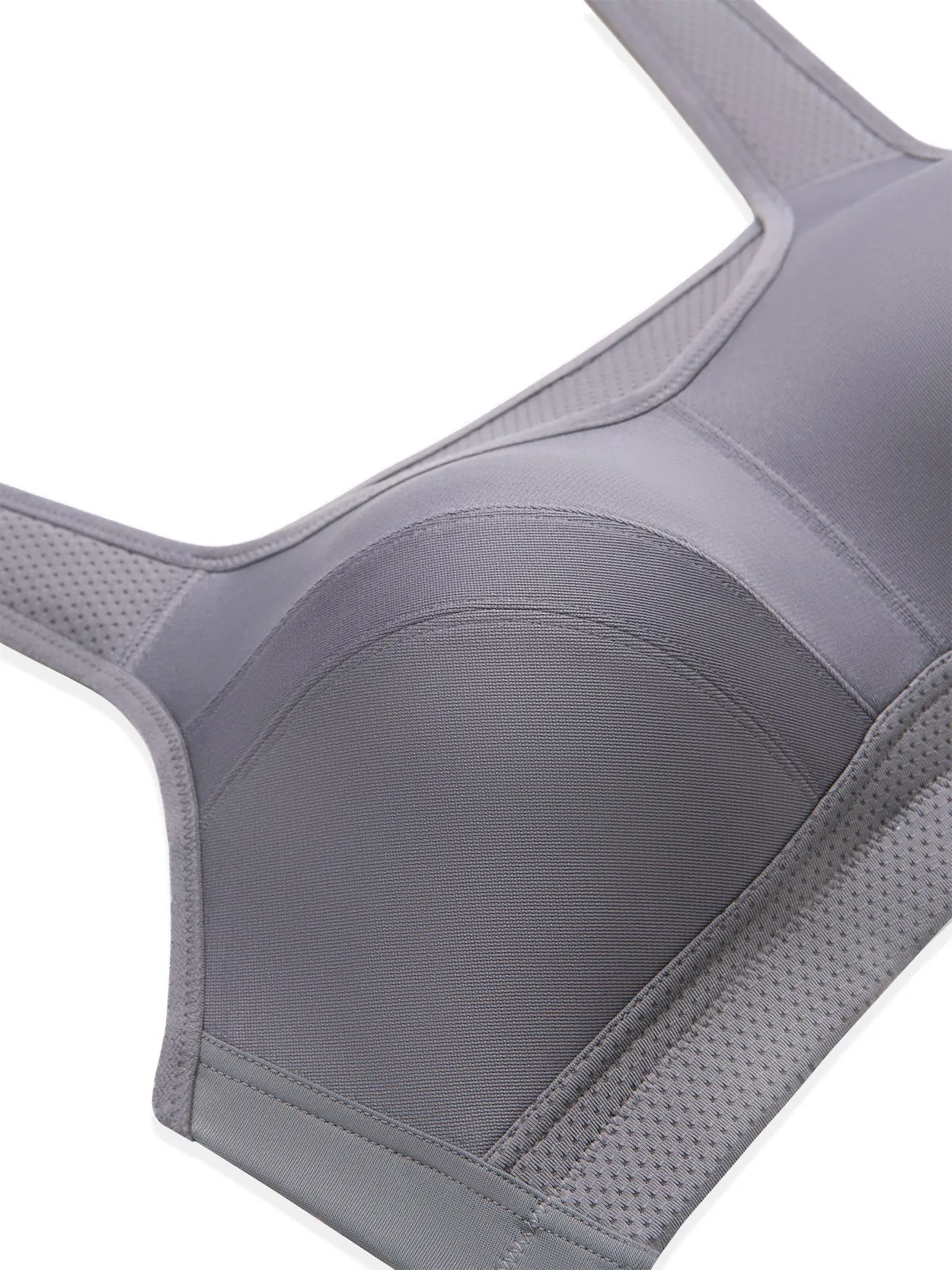 Plus Size Solid wirefree Absorb Breathable Sports Bra Grey