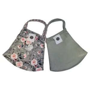 Pom Masks by Pomchies - Grey Floral / Solid Perla