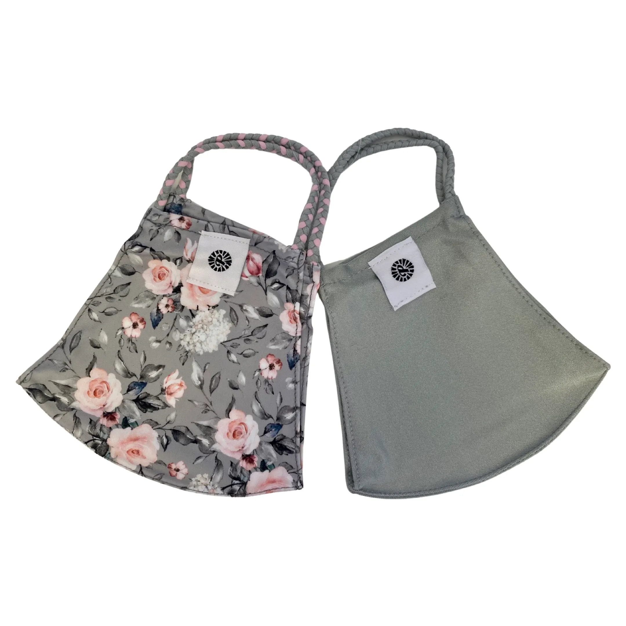 Pom Masks by Pomchies - Grey Floral / Solid Perla