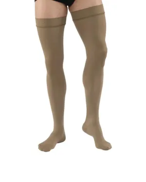 PR/1 JOBST MEDICAL LEG WEAR, MEN, RIBBED, THIGH HIGH W/SIL DOT BAND, 15-20MMHG, SM, KHAKI, CLOSED TOE