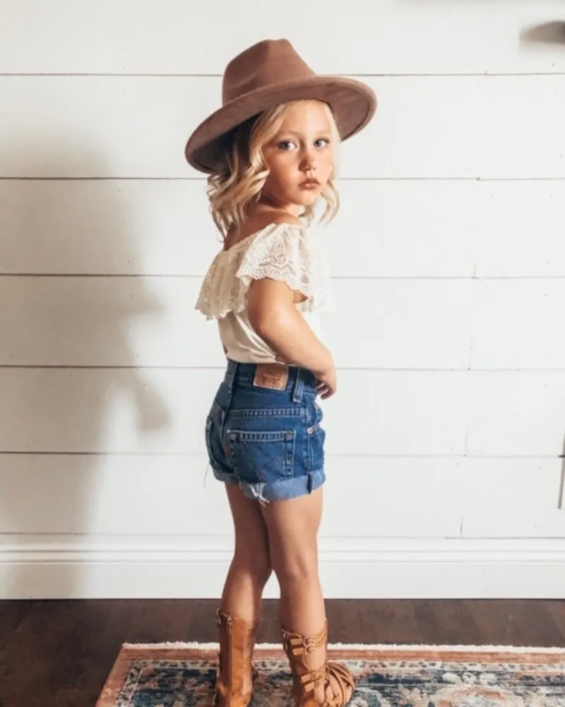 PREORDER! Kenzie Lace Flutter Sleeve Leotard - Vanilla Cream