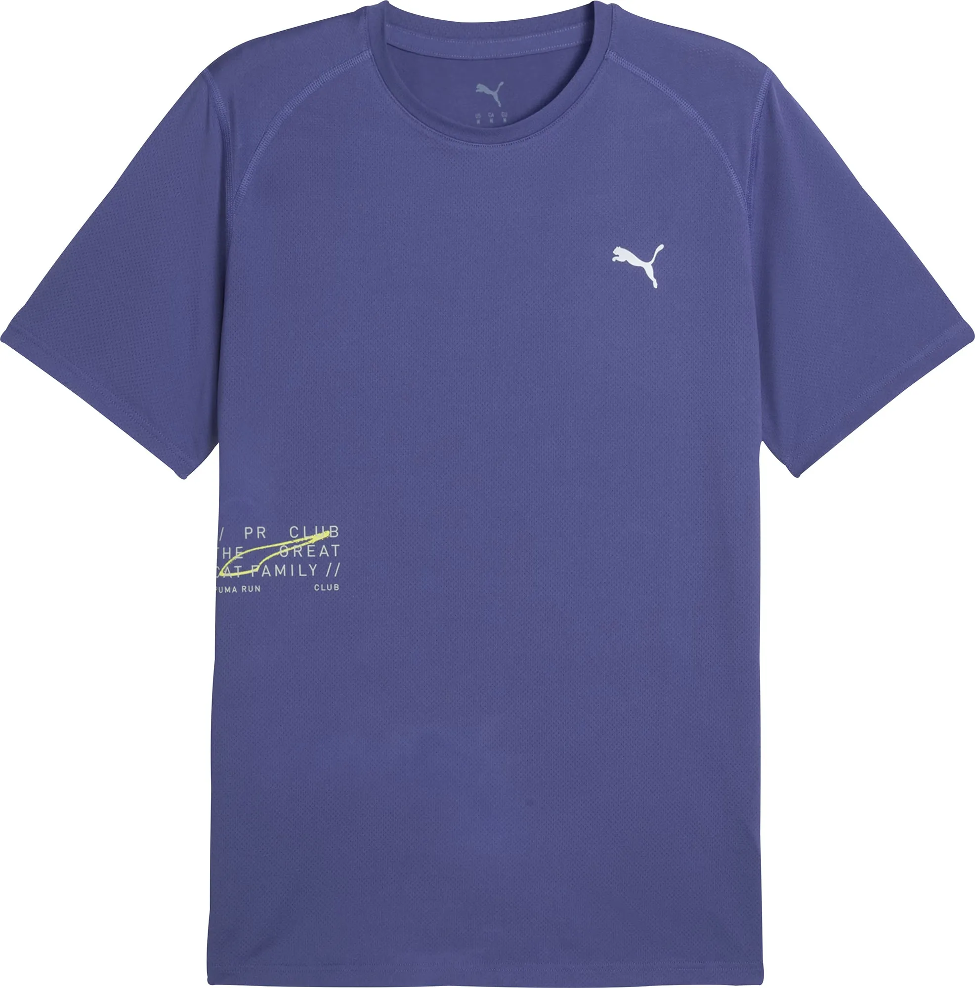Puma Mesh Graphic Short Sleeve Mens Running Top - Blue