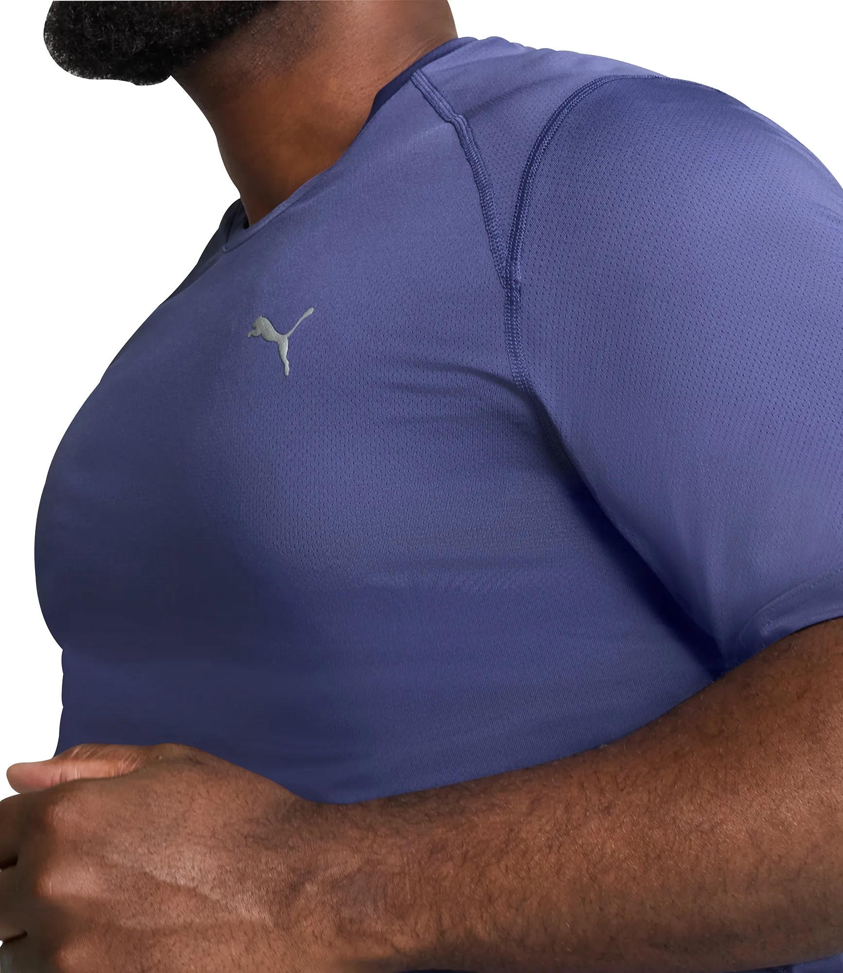 Puma Mesh Graphic Short Sleeve Mens Running Top - Blue