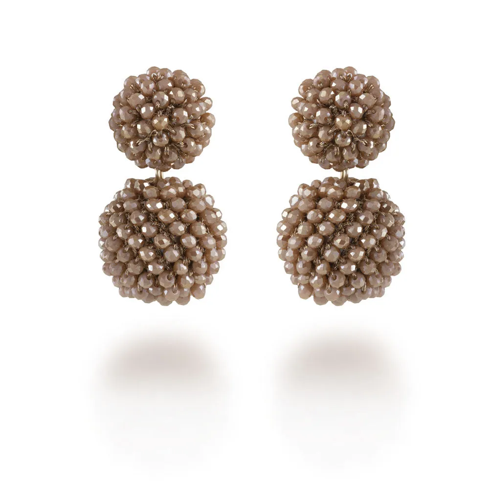 "Dangle Bloom" Handcrafted Crochet Faceted Beaded Crystal Drop Earrings