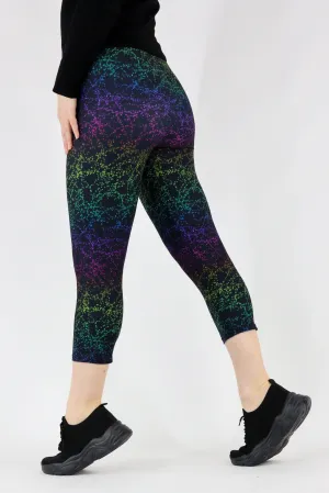 Rainbow Glitter - Casual Capri Leggings