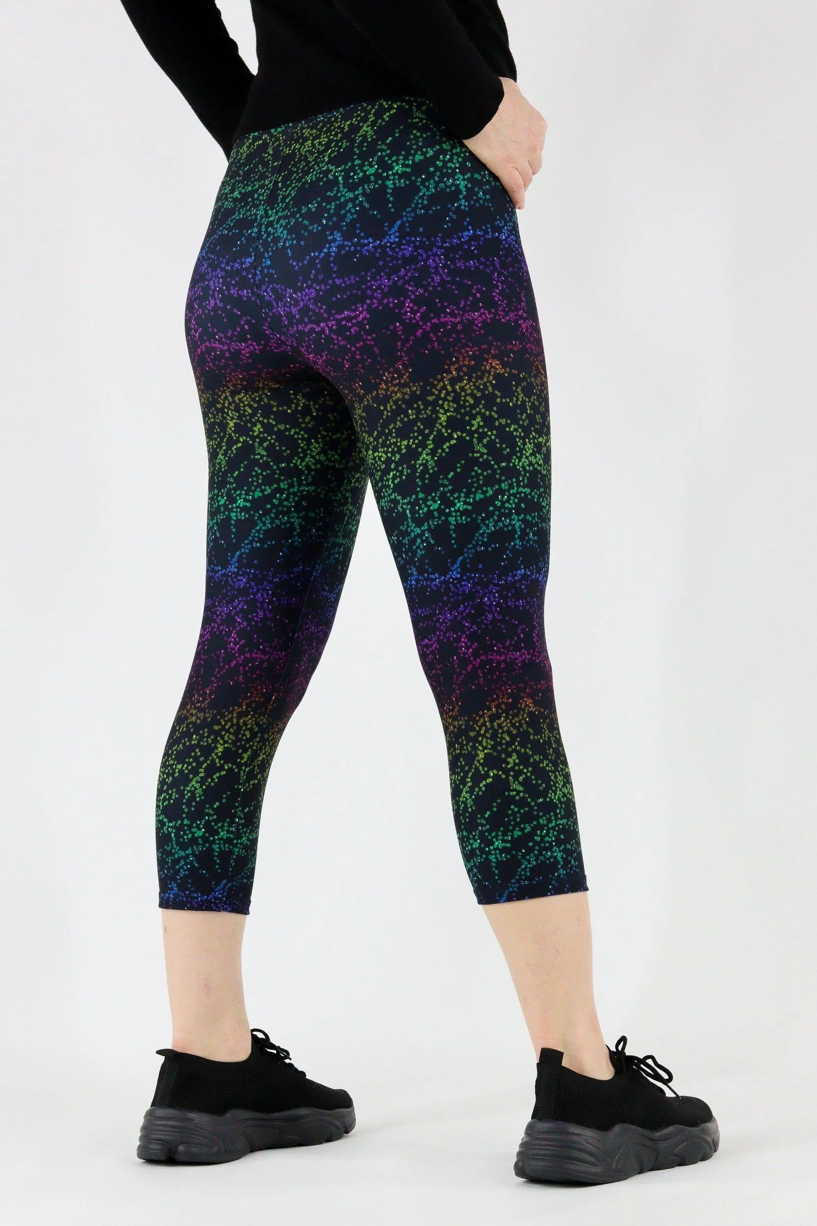 Rainbow Glitter - Casual Capri Leggings