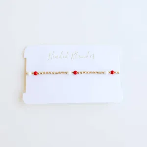 Red & White Poppi Bracelet: Standard 6.75 inch