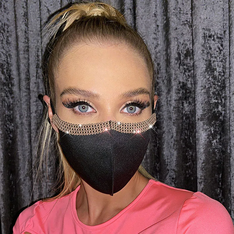 Rhinestone Decor Breathable Face Mask