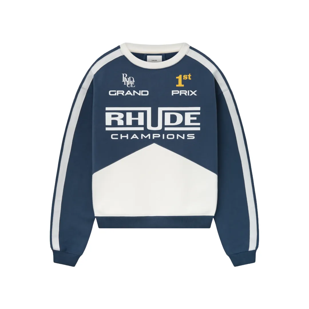 RHUDE CHAMPIONS CREWNECK NAVY