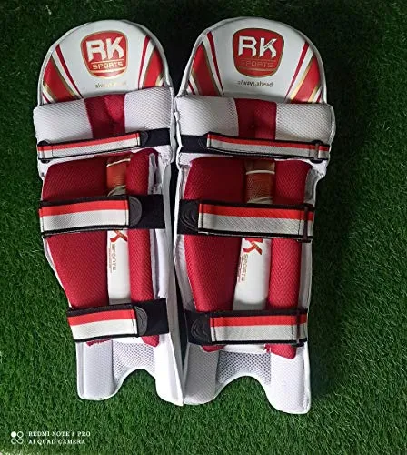RK KAIME SPORTS Cotton Batting Pad Club Ultimate Intense - Legguard Practice Pad for Mens Youth & Boys (Youth) (White, Red)