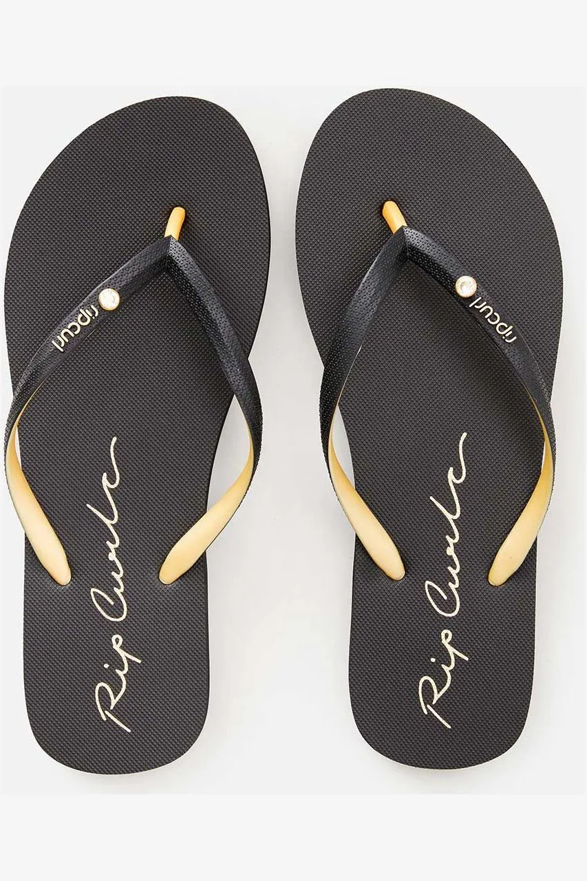 SCRIPT WAVE BLOOM OPEN TOE - BLACK/GOLD