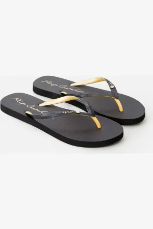 SCRIPT WAVE BLOOM OPEN TOE - BLACK/GOLD