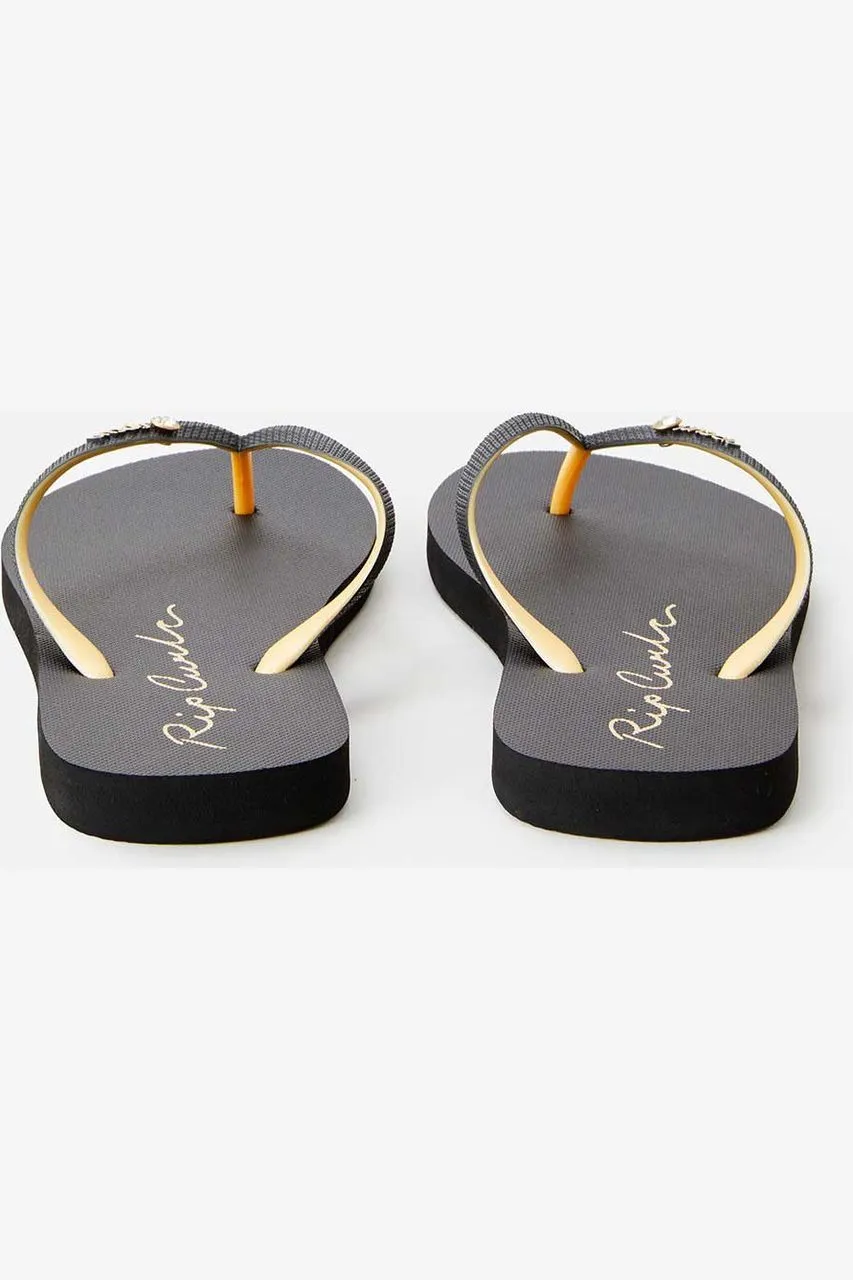 SCRIPT WAVE BLOOM OPEN TOE - BLACK/GOLD