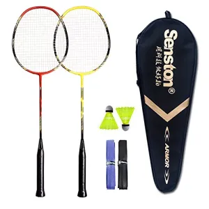 Senston - 2 Player Badminton Racket Set - Including 1 Badminton Bag/2 Rackets/2 Badminton /2 Grip­