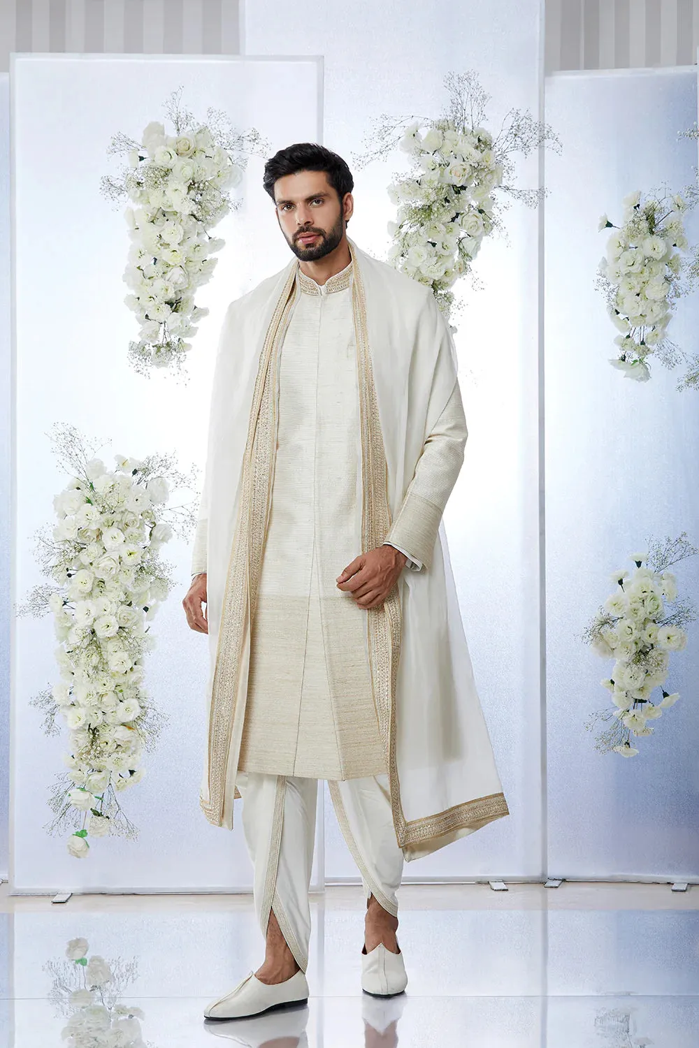 SG Cream Gold Sherwani Set