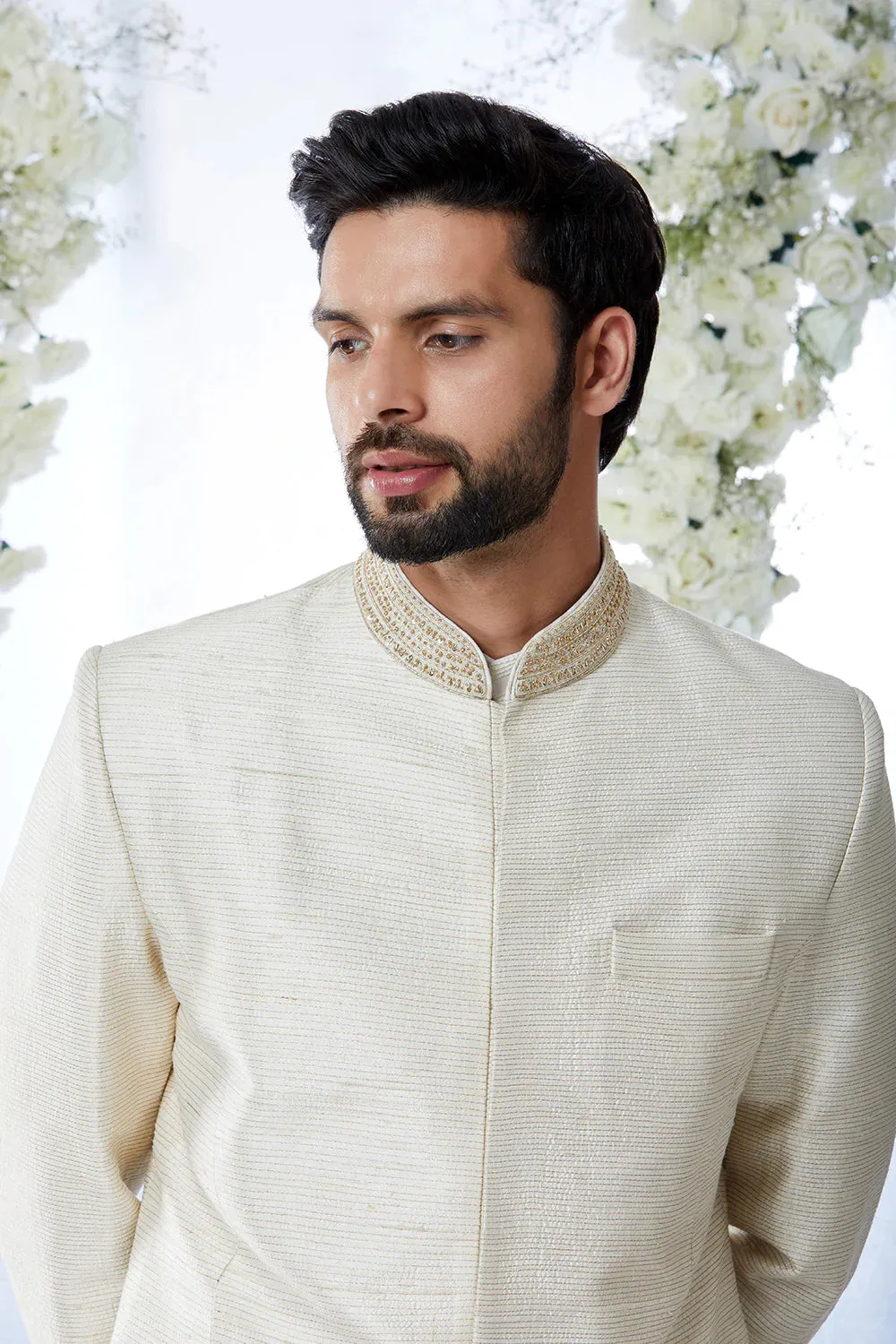SG Cream Gold Sherwani Set