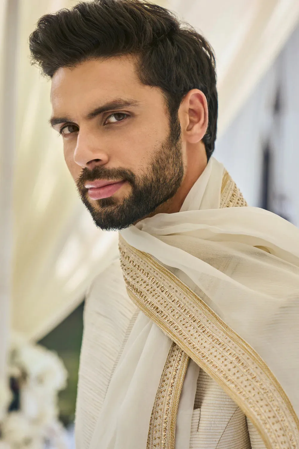 SG Cream Gold Sherwani Set