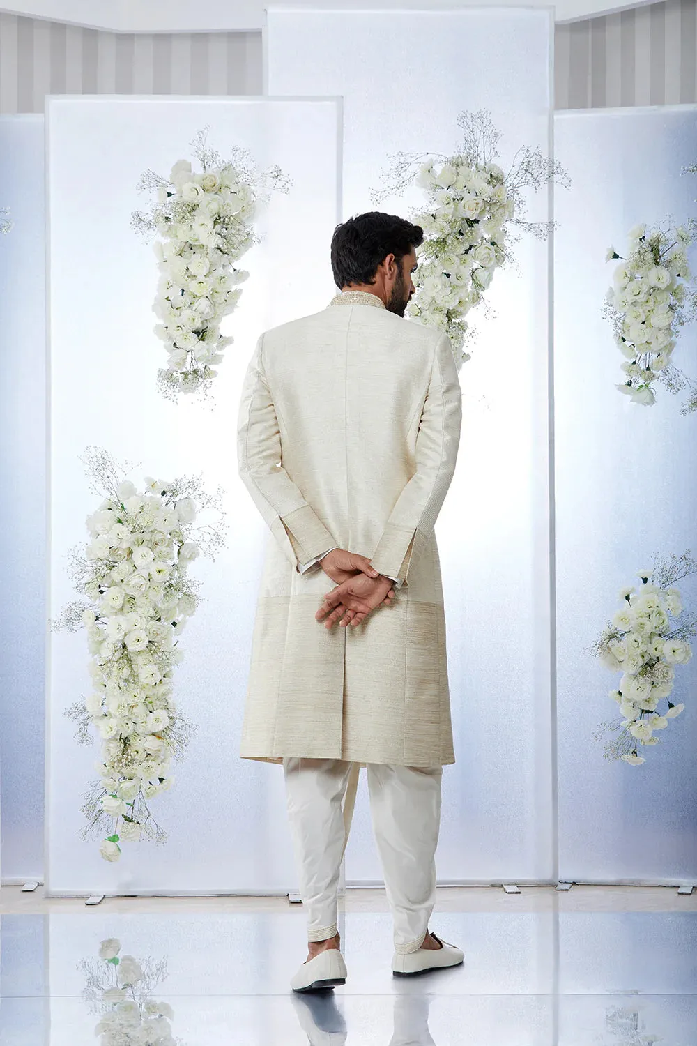 SG Cream Gold Sherwani Set